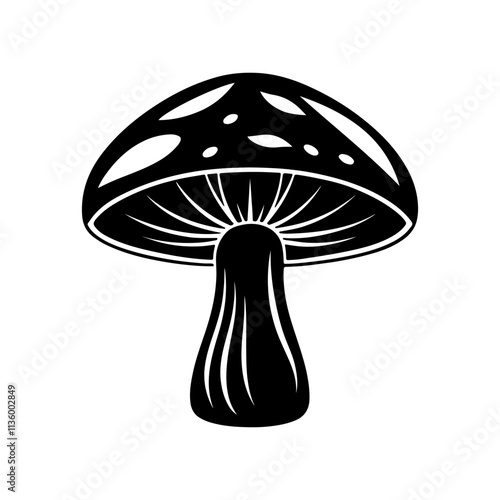 mushroom silhouette, black and white silhouette, vector and illustration