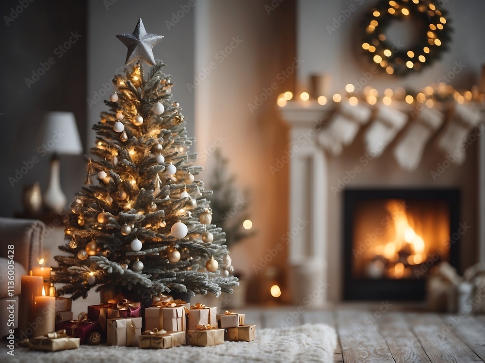Christmas Tree and Fireplace | Beautiful View | Christmas Special | New Year 2025 | Winter Season | Beautiful Decoration Christmas Tree and Fireplace | Beautiful View | Christmas Special | New Year 2025 | Winter Season | Beautiful Decoration