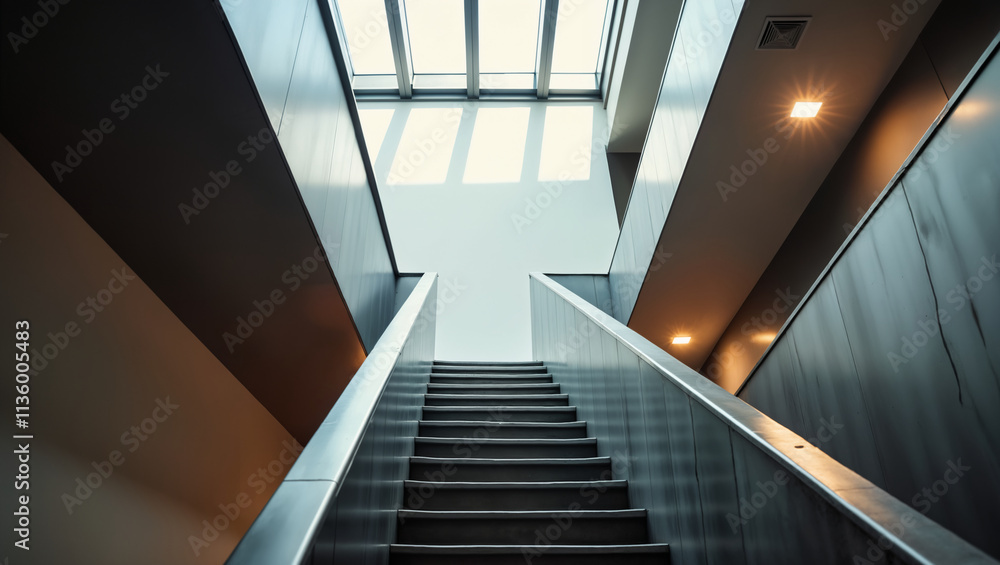 Fototapeta premium Modern Staircase with Natural Light from Windows