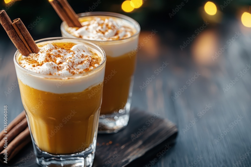 Savor golden turmeric lattes with cinnamon sticks cozy setting on dark wood warm lighting Savor golden turmeric lattes with cinnamon sticks cozy setting on dark wood warm lighting