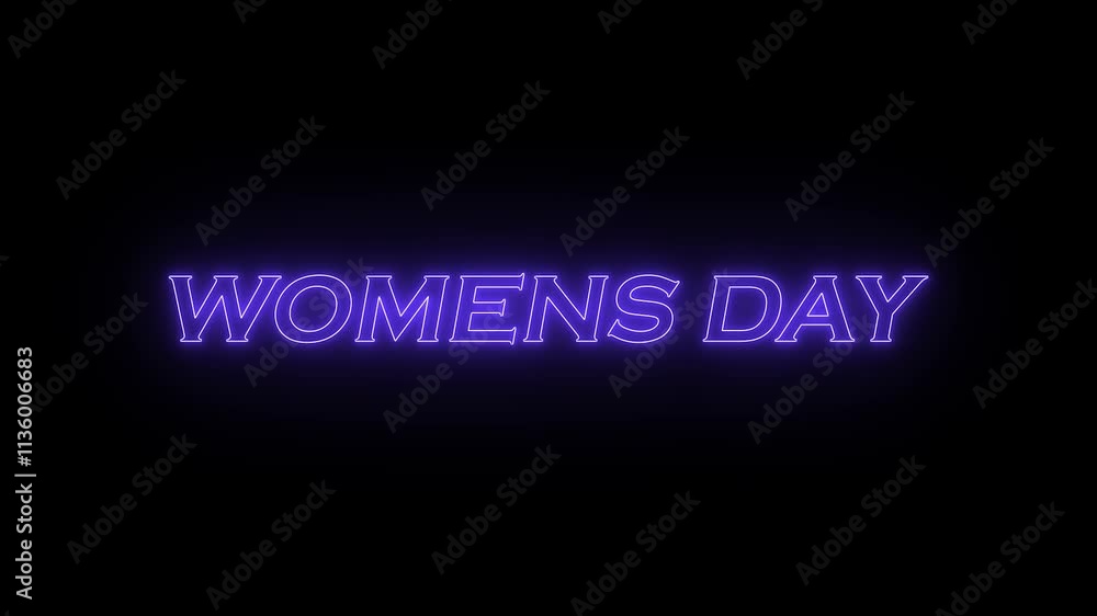 Happy women's day animation text in blue color on black background. Happy women's day animation text in blue color on black background.