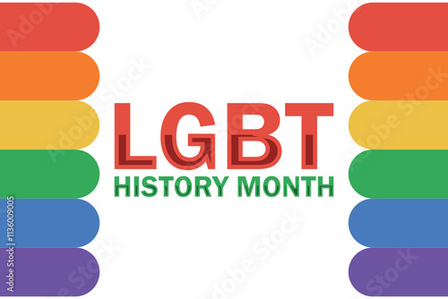 LGBT History Month wallpaper with shapes and typography, banner, card, poster, template. LGBT History Month, Modern background
