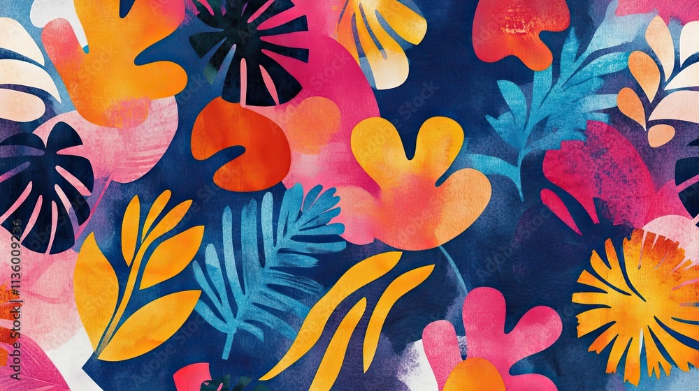 Naklejka premium Abstract Watercolor Tropical Leaf Pattern Design