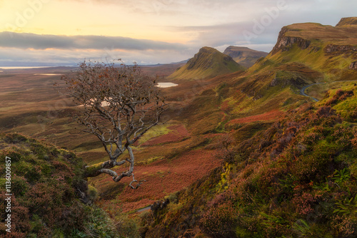 Sunrise at Quiraing mountains at Skye Island, Scotland