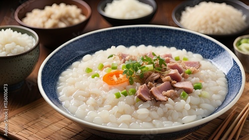  In many Asian nations, congee is a rice porridge flavored with meat and pickled vegetables.