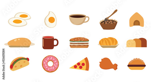 Food flat Illustration Icons set, Food Vector Art Illustration Clipart. set of food Illustration bundle	
