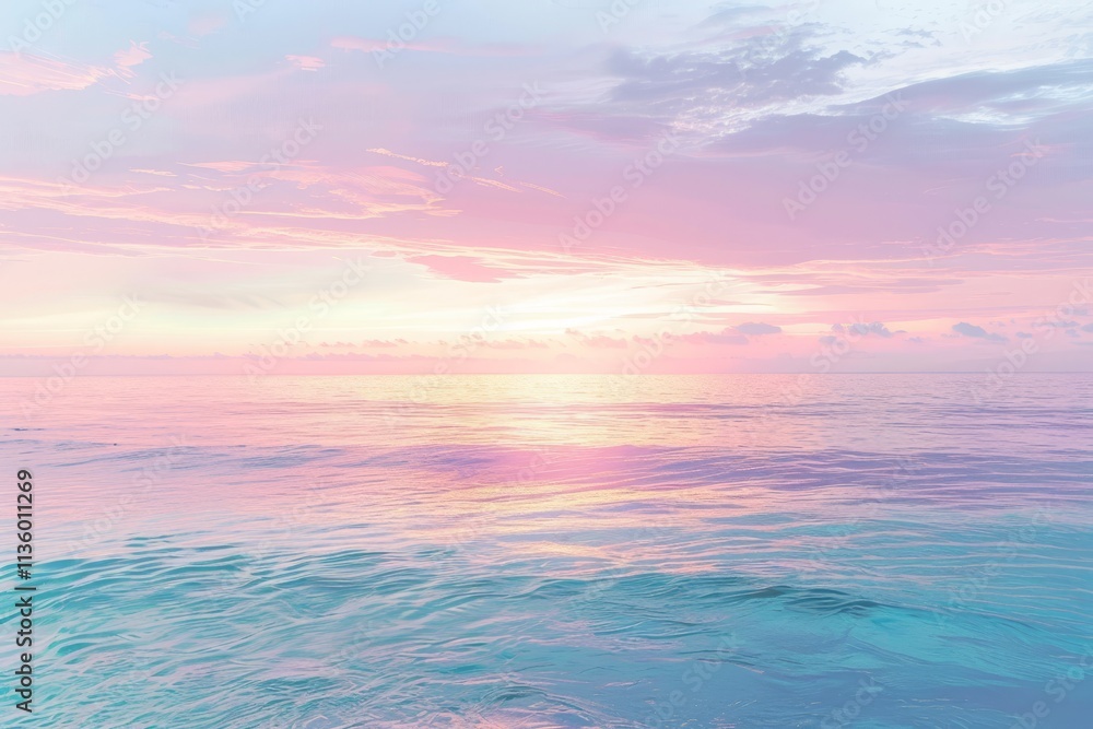 A serene seascape featuring a pastel sunset over gentle ocean waves, A dreamy pastel sunset over a calm ocean A serene seascape featuring a pastel sunset over gentle ocean waves, A dreamy pastel sunset over a calm ocean