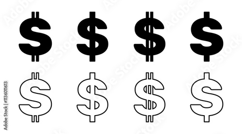 Dollar sign, Currency symbol vector design in Modern minimal design, Isolated Business, Economy and Investments Graphic elements design, Editable vector stock.