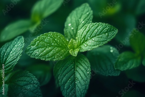 Fresh Peppermint Leaves Macro Photography