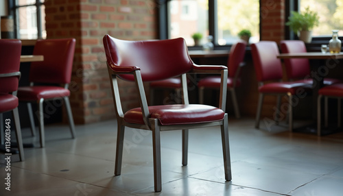 Elegant Red Chair in Modern Cafe Setting