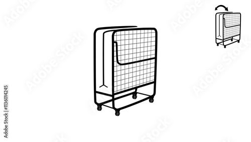 Diplomat Folding Bed, Black Isolated Silhouette