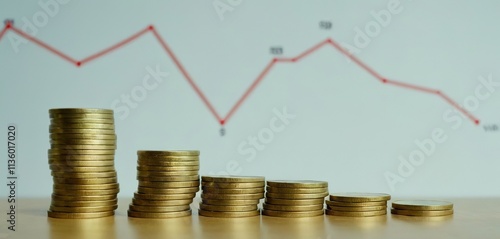 A stack of coins and banknotes with a growing graph in the background, representing financial growth and stability after securing a business loan