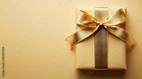 gold ribbon with a bow, symbolizes gifts and celebration. New Year photo