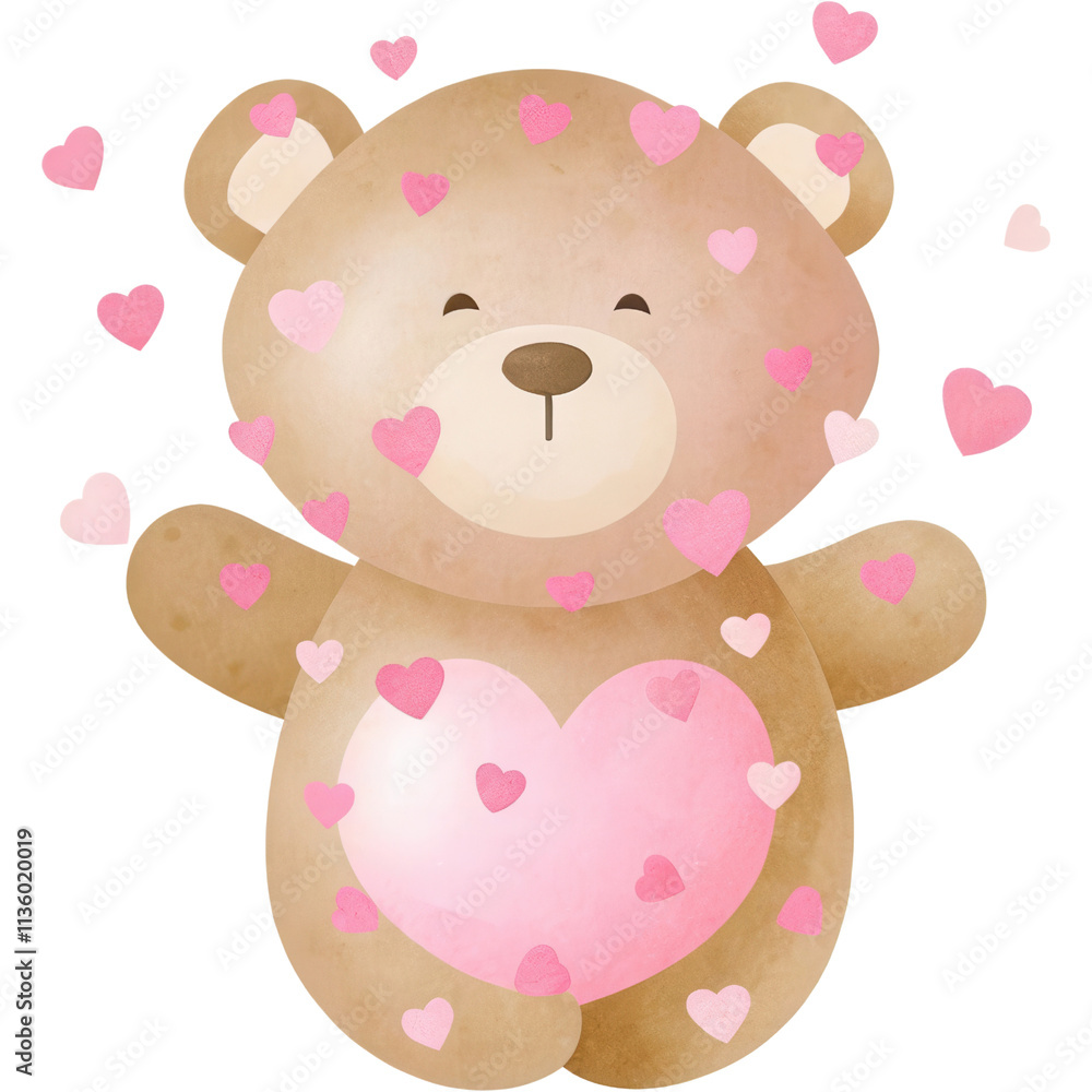 Cute teddy bear with hearts, perfect for Valentine Day gifts and decorations Cute teddy bear with hearts, perfect for Valentine Day gifts and decorations