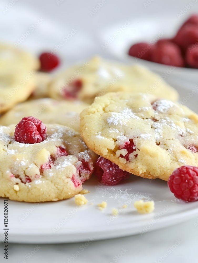 Cookies with Raspberries. Sweet Treat Baked Goods Dessert Cookies with Raspberries. Sweet Treat Baked Goods Dessert