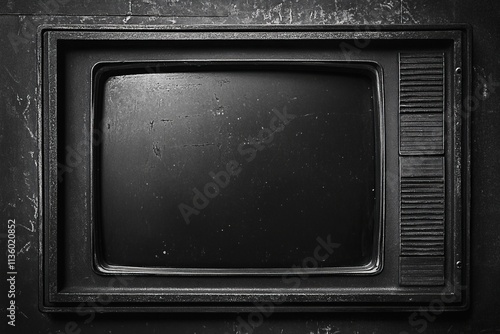 Vintage CRT television screen with static texture reflecting retro technology aesthetic and nostalgia