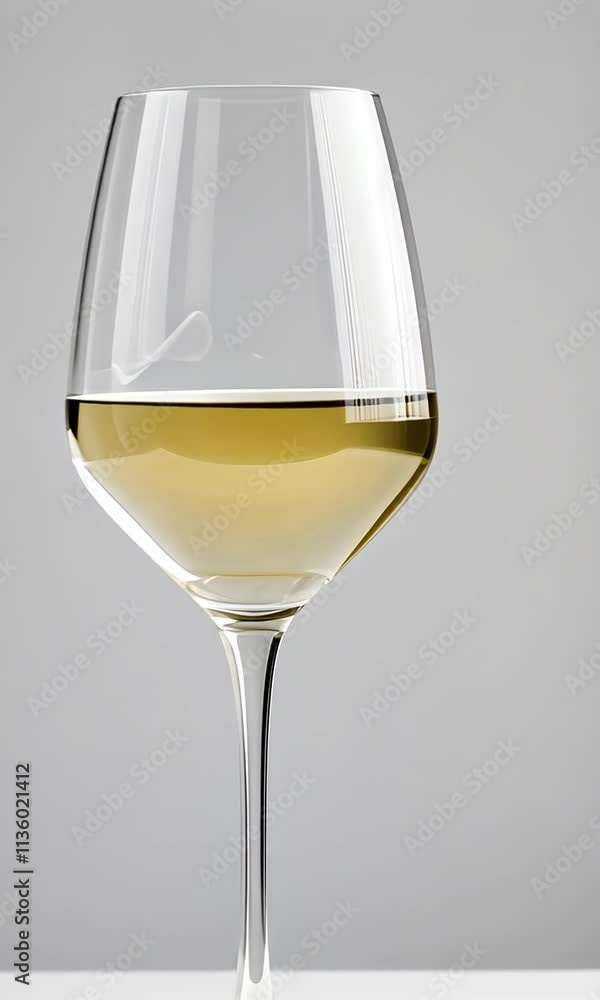 A clear glass of white wine stands elegantly against a minimalist background. A clear glass of white wine stands elegantly against a minimalist background.