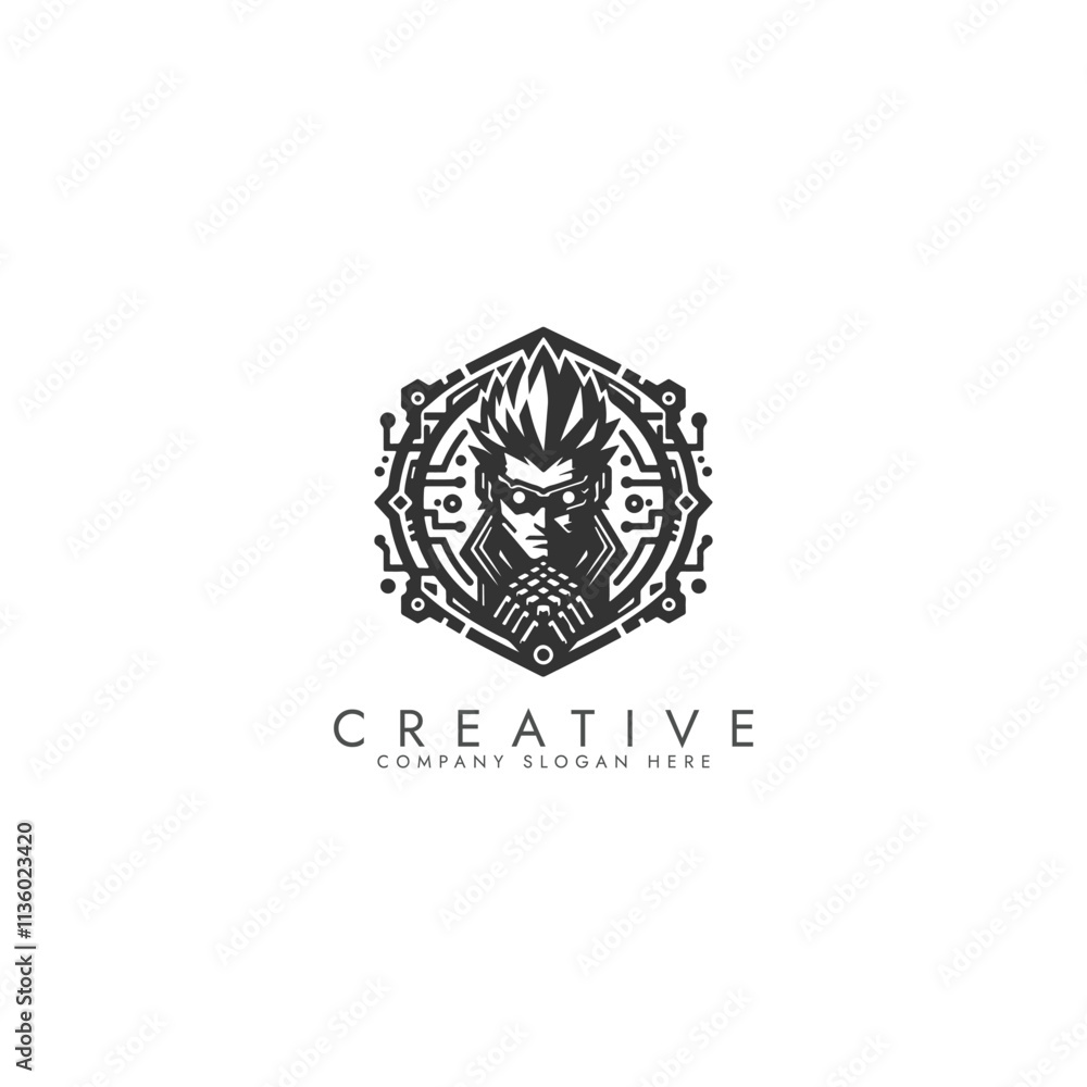 Fototapeta premium Cyberpunk logo, cyberpunk pattern Futuristic, Enhancements for Futuristic Sci-Fi Art, Gaming, and Digital vector Illustration design