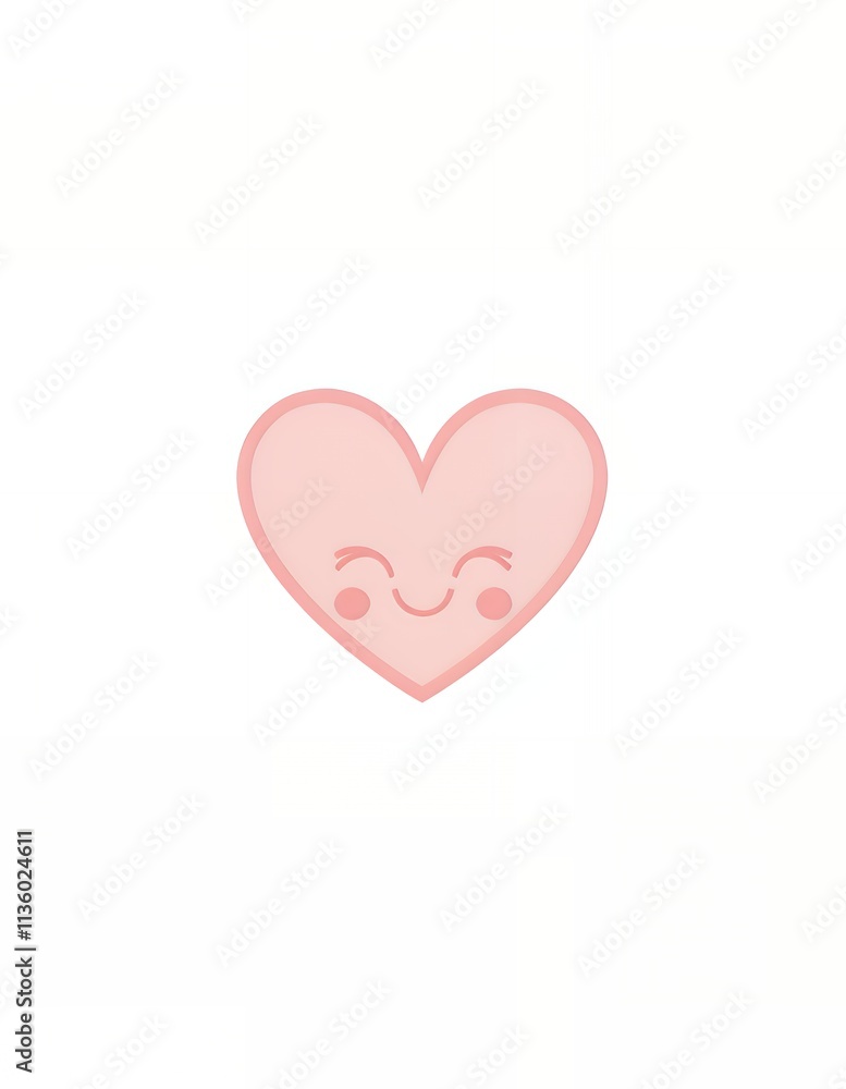A simple illustration of a cute, happy pink heart emoji. Perfect for expressing love and happiness. A simple illustration of a cute, happy pink heart emoji. Perfect for expressing love and happiness.