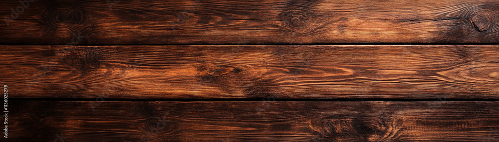 Naklejka premium Rustic wooden planks texture with rich brown tones and natural grain patterns.
