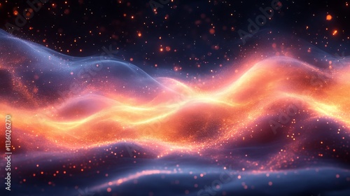 Abstract glowing waves of light and particles