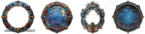 decorative stained glass frames intricate designs colorful styles transparent background