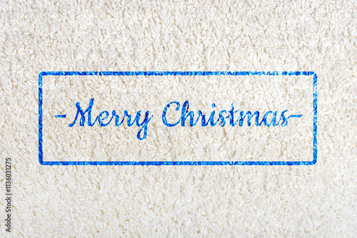 Merry Christmas, inscription on the white doormat. Isolated. Close-up. Backgrounds.
