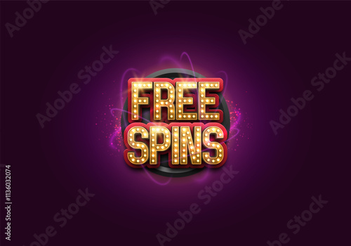 Free spins. Casino banner or poster. Vector illustration.