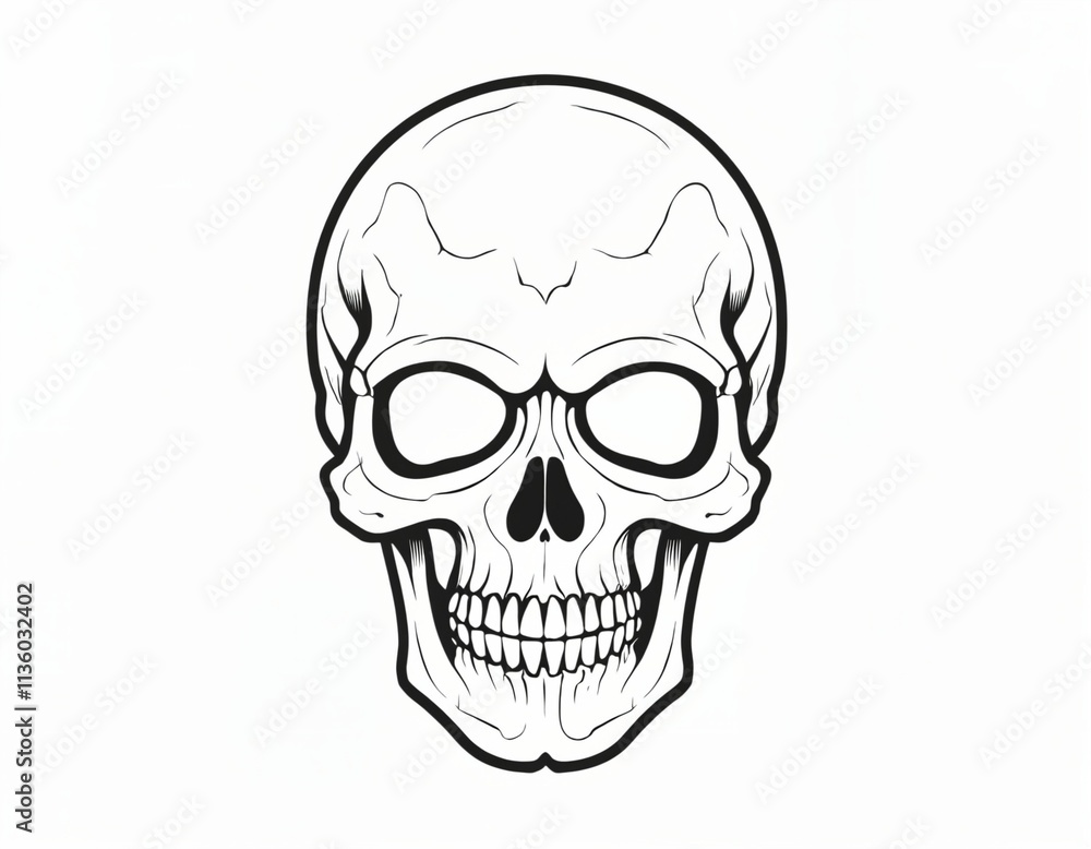 Black and White Skull Icon Set Closeup Isolated. Skulls Collection with Outline, Cut Out Style in Front View. Hand Drawn Skull Head Design Template. Ai generated image. Black and White Skull Icon Set Closeup Isolated. Skulls Collection with Outline, Cut Out Style in Front View. Hand Drawn Skull Head Design Template. Ai generated image.