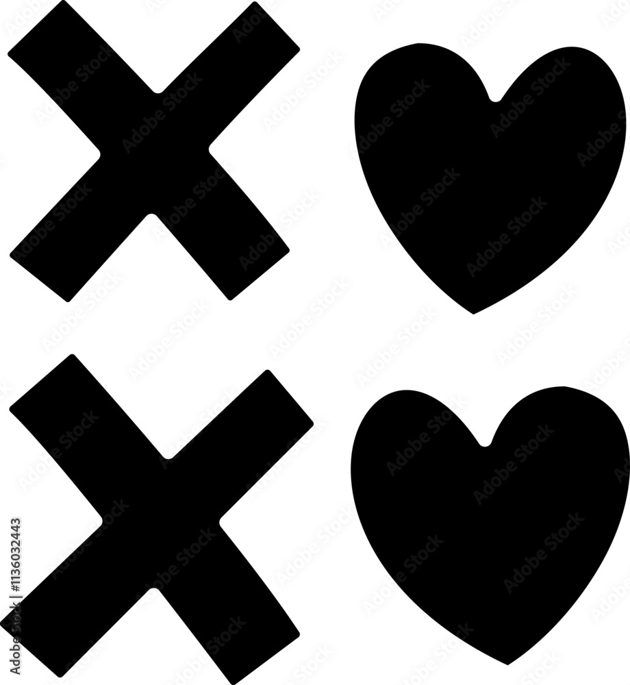 Obraz premium Valentine XOXO text silhouette. XOXO word letters typography vector. Transparent background.