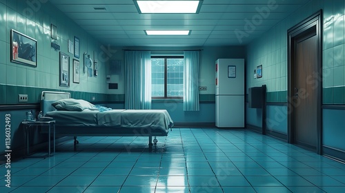 Eerie Hospital Room: A Sterile and Quiet Scene