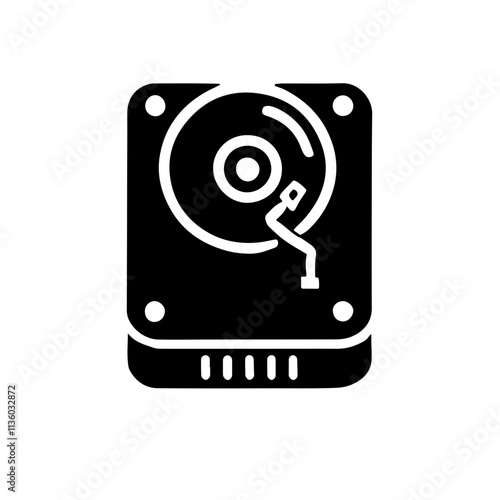 hdd ssd storage computer as a simple single icon logo black and white vector illustration, isolated on transparent background