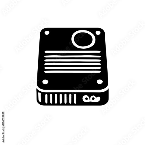 hdd ssd storage computer as a simple single icon logo black and white vector illustration, isolated on transparent background