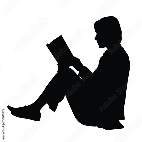 A person reading book silhouette illustration