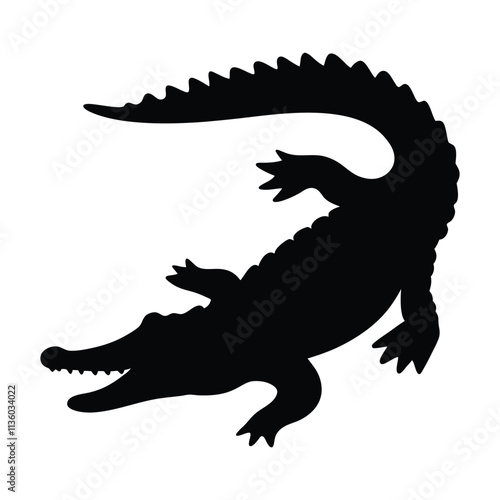 Alligator black and white silhouette illustration