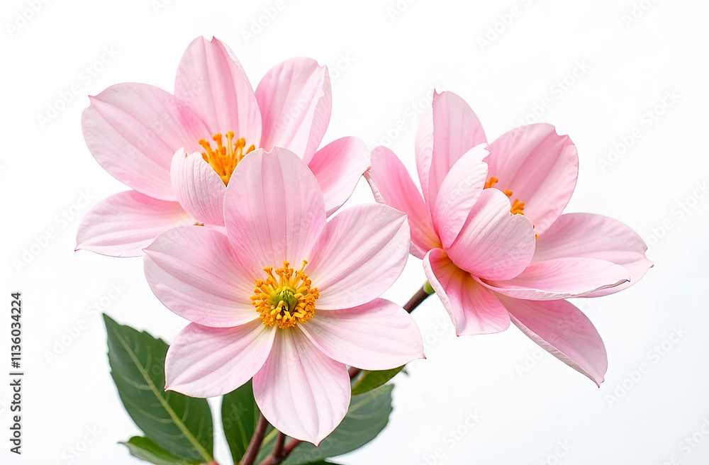 Obraz premium Soft pink flowers on a monochromatic beige background, Valentine's Day, International Women's Day.