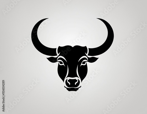 Silhouette of a bull charging with head , illustration. Ai generated image. photo