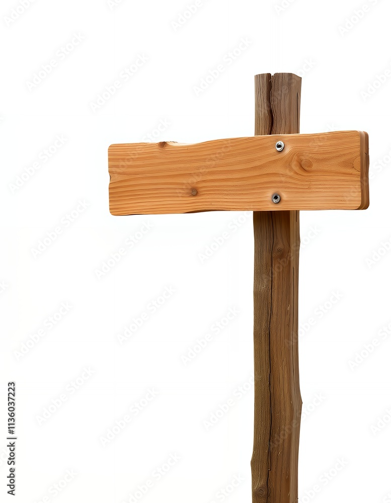 Fototapeta premium A rustic wooden signpost with a blank signboard against a white background. Perfect for adding your own message.