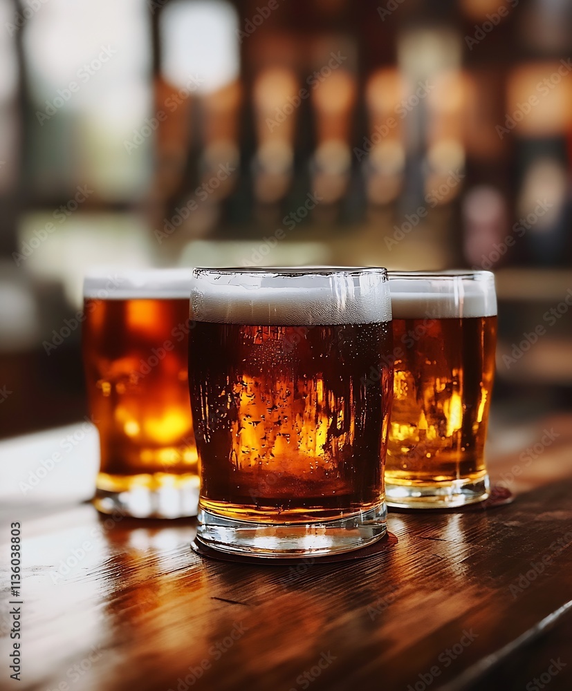 Refreshing Craft Beer Pints in Cozy Pub Atmosphere for Social Gatherings : Generative AI Refreshing Craft Beer Pints in Cozy Pub Atmosphere for Social Gatherings : Generative AI