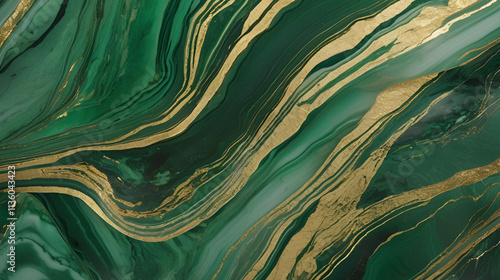 A luxurious blend of green hues and gold veins creates a rich, elegant marble texture Perfect for high-end design projects or sophisticated backgrounds photo