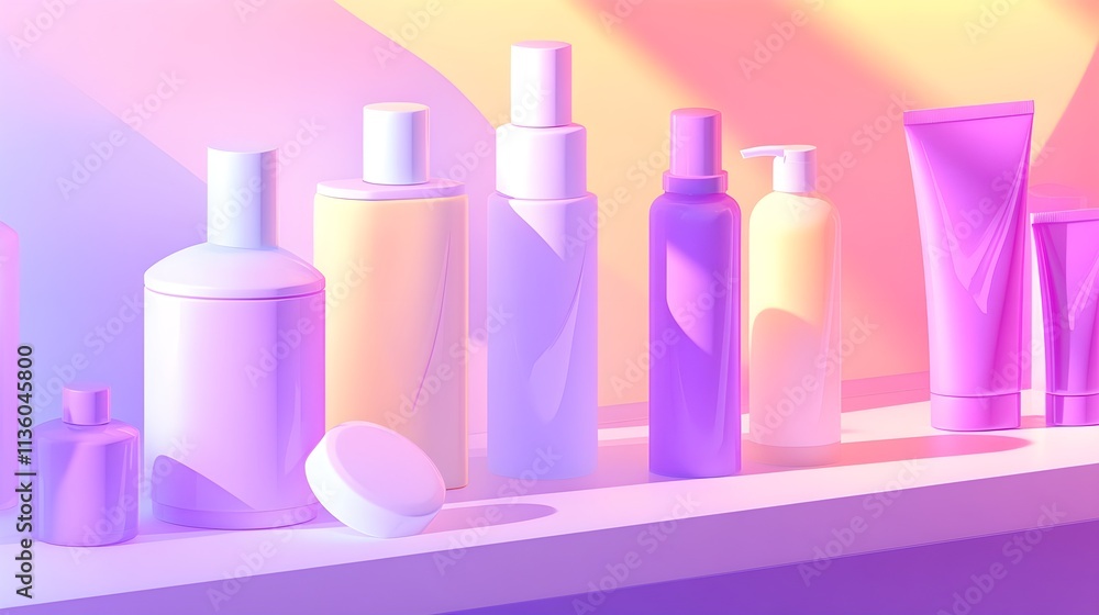 Skincare product display modern bathroom digital artwork soft lighting close-up view beauty concept Skincare product display modern bathroom digital artwork soft lighting close-up view beauty concept