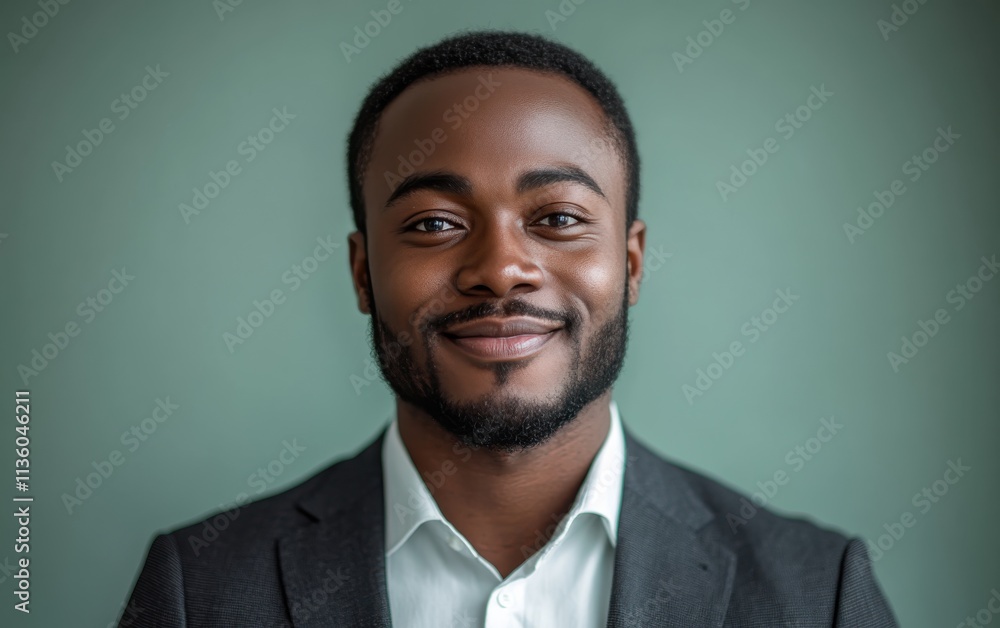 Portrait of a smiling, confident African American businessman in a suit, studio background Portrait of a smiling, confident African American businessman in a suit, studio background