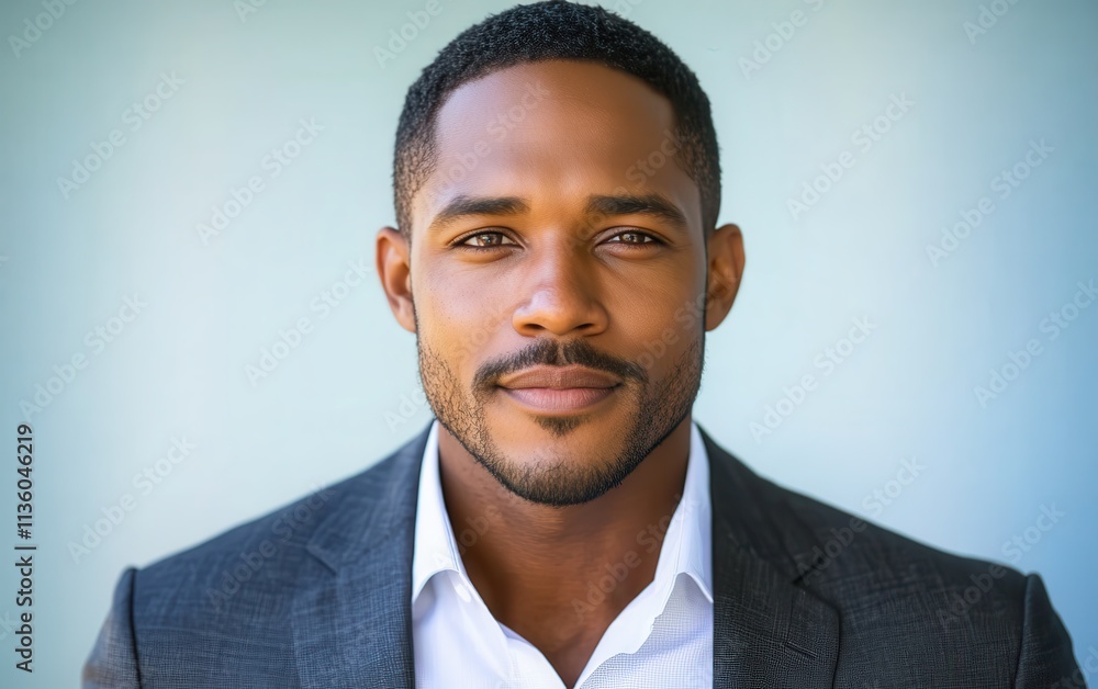 Portrait of a smiling, confident African American businessman in a suit, studio background Portrait of a smiling, confident African American businessman in a suit, studio background