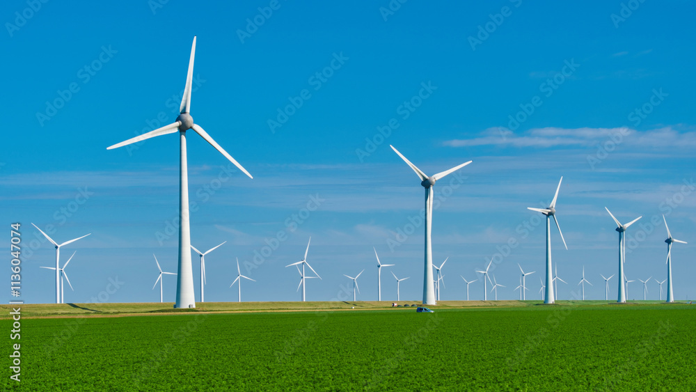 Sustainable Wind Power Generation Amidst Lush Fields in the Netherlands Sustainable Wind Power Generation Amidst Lush Fields in the Netherlands