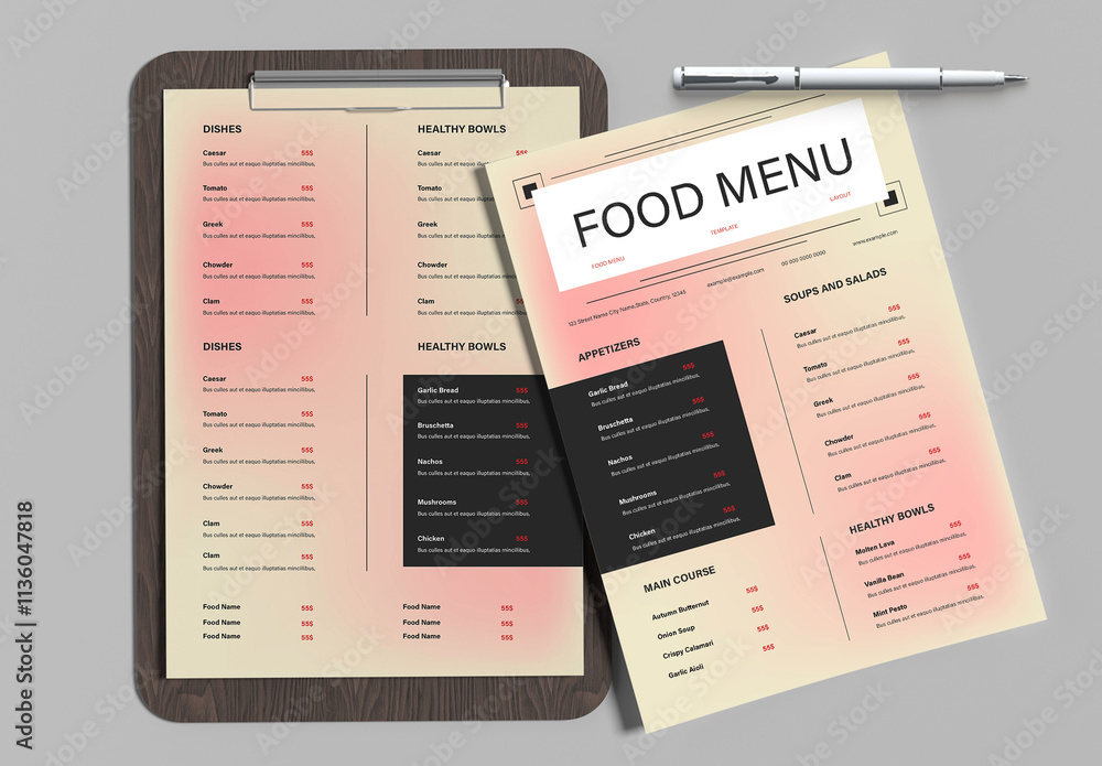 Modern Professional Food Menu Layout Stock Template | Adobe Stock