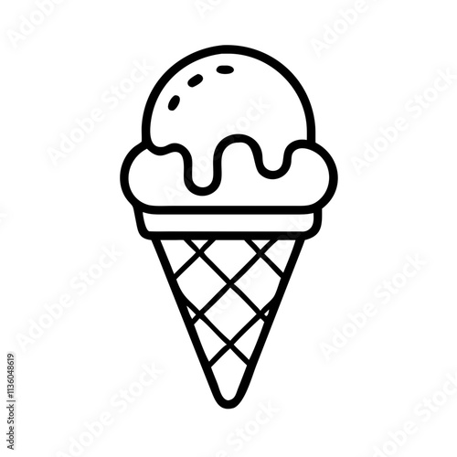 chocolate dipped cone icon, ice cream day line art, ice cream icon - simple black line art icon of chocolate dipped cone, symbolizing ice cream day celebrations. ice cream vector art.