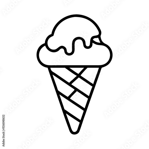 chocolate dipped cone icon, ice cream day line art, ice cream icon - simple black line art icon of chocolate dipped cone, symbolizing ice cream day celebrations. ice cream vector art.