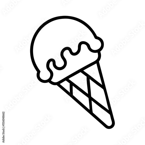 chocolate dipped cone icon, ice cream day line art, ice cream icon - simple black line art icon of chocolate dipped cone, symbolizing ice cream day celebrations. ice cream vector art.