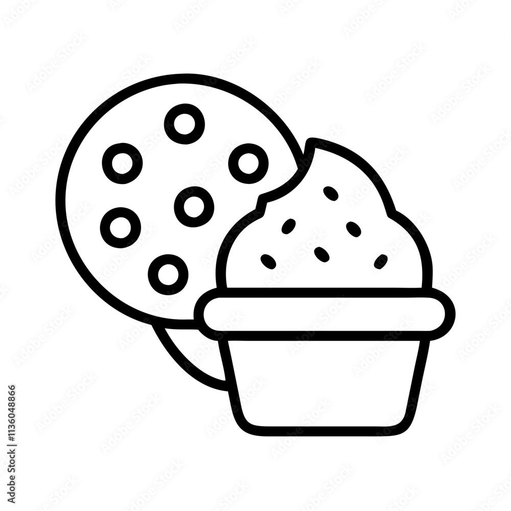 cookies cream ice cream icon, ice cream day line art, ice cream icon - simple black line art icon of cookies cream ice cream, symbolizing ice cream day celebrations. ice cream vector art. cookies cream ice cream icon, ice cream day line art, ice cream icon - simple black line art icon of cookies cream ice cream, symbolizing ice cream day celebrations. ice cream vector art.