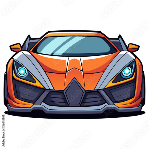 orange color vehicle futuristic sport car elegant vector illustration